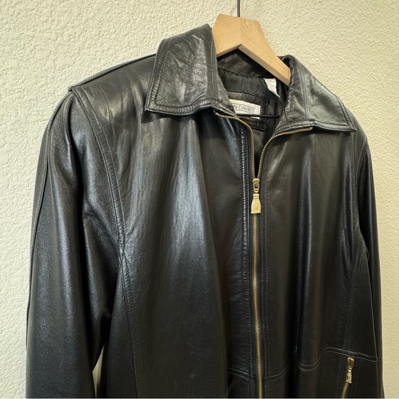 VINTAGE EVAN DAVIES GENUINE LEATHER COAT Size 12 | 100% Lambskin - Picture 5 of 14